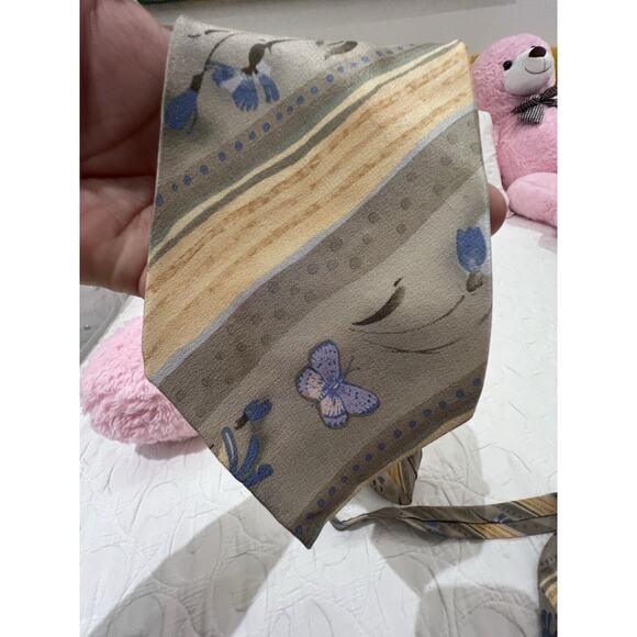 Vintage Stonehenge Neck Tie Butterflies Floral - Picture 2 of 6